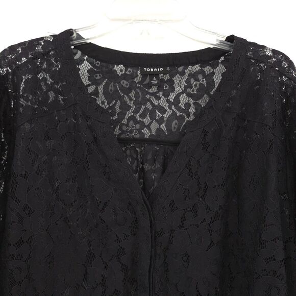 Torrid lace Harper top Size 4X black semi-sheer - Picture 7 of 13